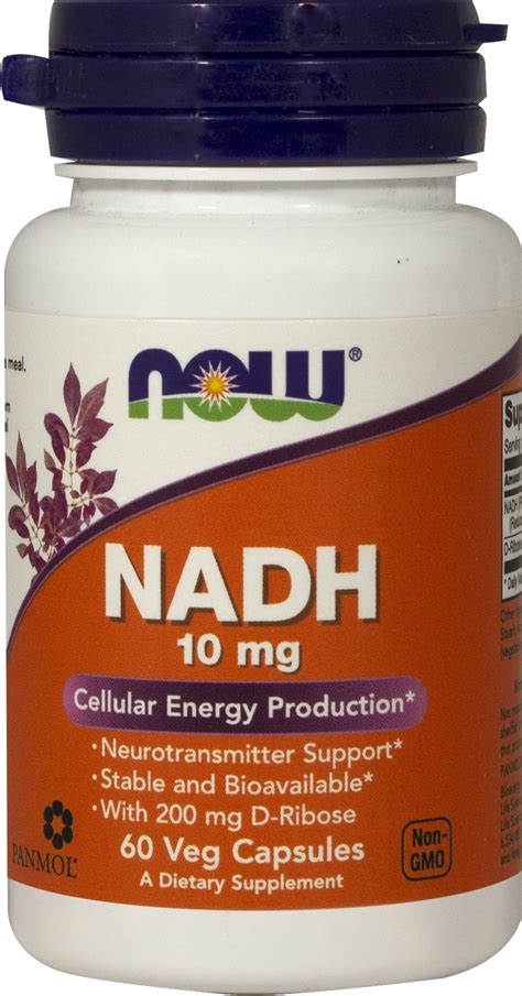 NOW® Foods NADH 10 mg w/ D-Ribose 200 mg 60 Vegi Caps | Puritan's Pride