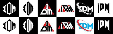 IDM letter logo design in six style. IDM polygon, circle, triangle ...