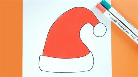 Christmas Drawing: How to Draw Santa Hat Easy Step by Step - YouTube