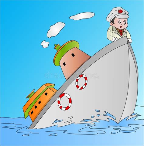 Captain of a Sinking Ship stock illustration. Illustration of cartoon ...