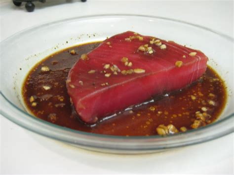 I found this quick and wonderful marinade for tuna steak the other day ...