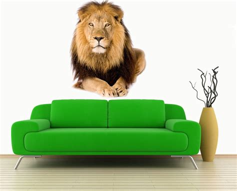 Lion Wall Decal Huge Decor, Lion Wall Sticker Removable Vinyl Wild ...