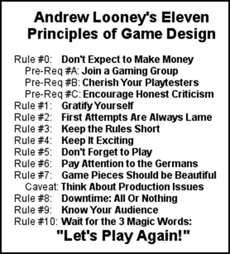 Andrew Looney's Game Design Principles