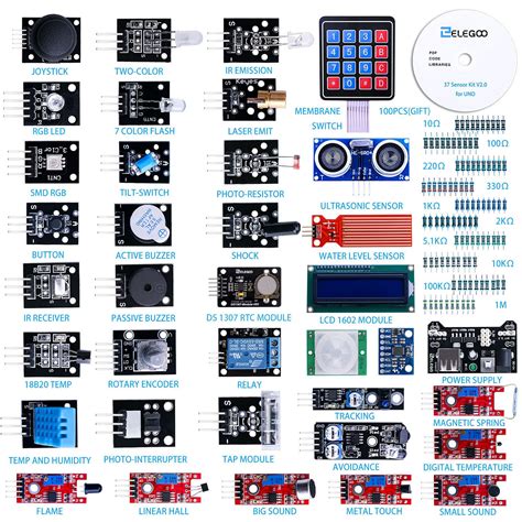 Buy ELEGOO Upgraded 37 in 1 Sensor Modules Kit with Tutorial Compatible ...