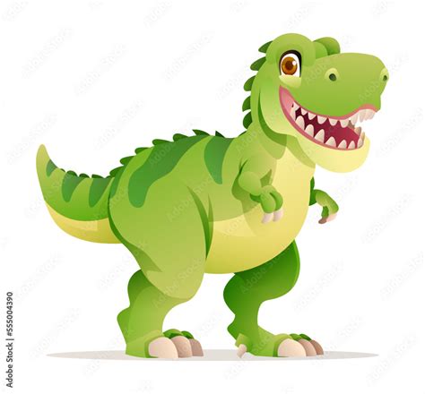 Cute Tyrannosaurus Rex cartoon illustration. T-Rex dinosaur isolated on ...