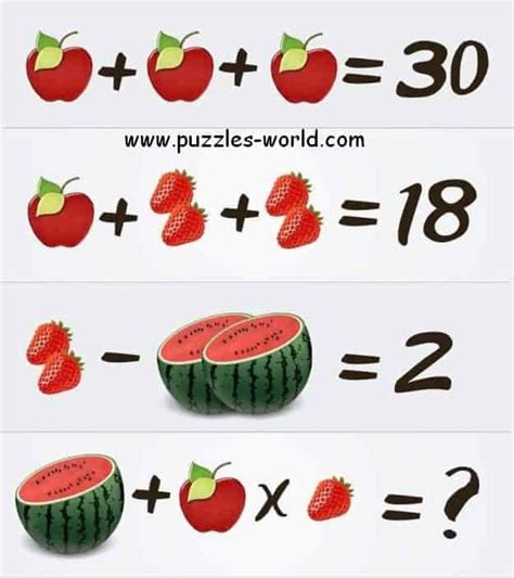 Apple + Apple + Apple = 30 Puzzle | Puzzles World