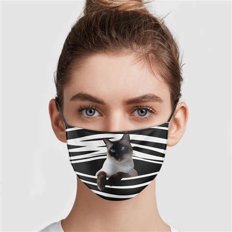 Siamese Cat Stripes Face Mask | Teemoonley.com