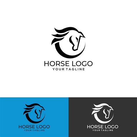 Black horse, circle, logo illustration, silhouette 5553179 Vector Art ...