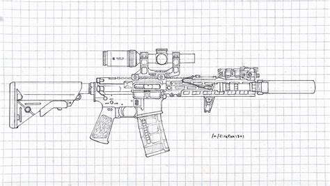 Reached peak boredom today and drew my dream AR build. Thought it ...