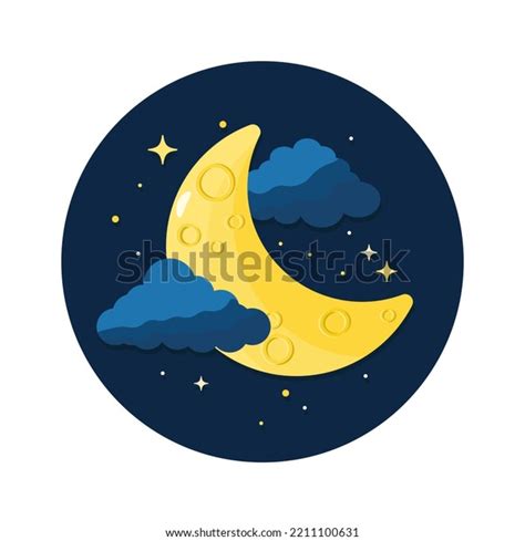 Vector Illustration Moon Drawing Night Moon Stock Vector (Royalty Free ...