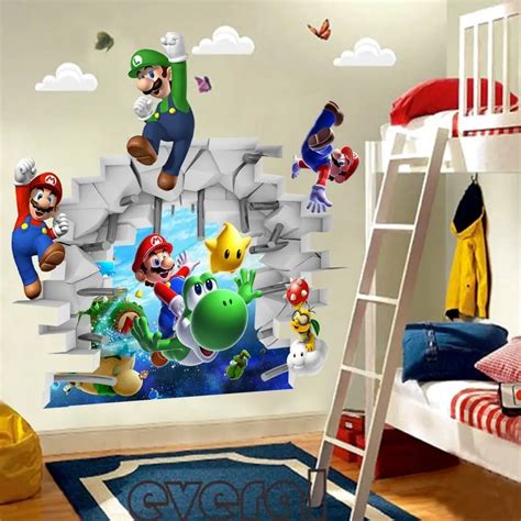 3D view Super Mario Games Art Kids room decor Wall sticker wall decals ...