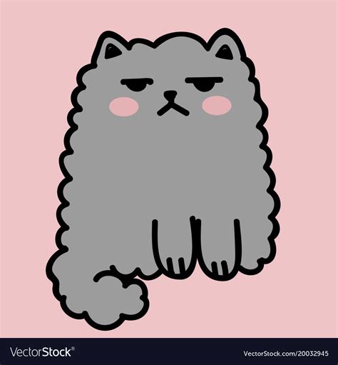 Kawaii cute fat white cat anime style Royalty Free Vector