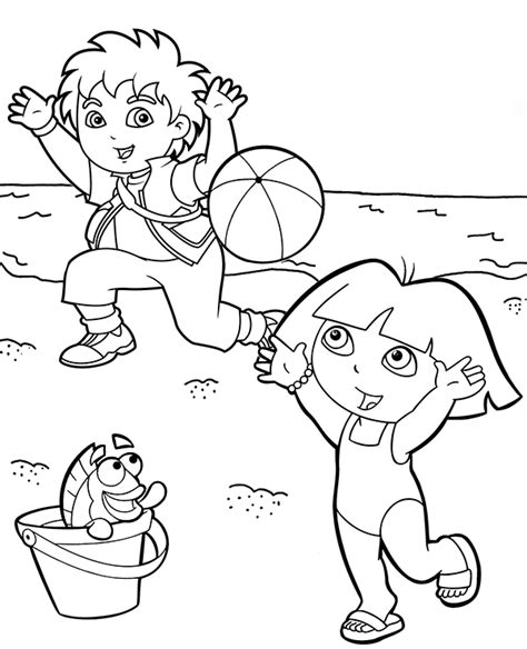 Dora and diego coloring sheet for children