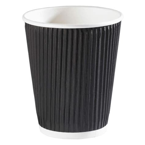 Black Ripple Disposable Paper Coffee Cups 10oz / 280ml - Case of 500 ...