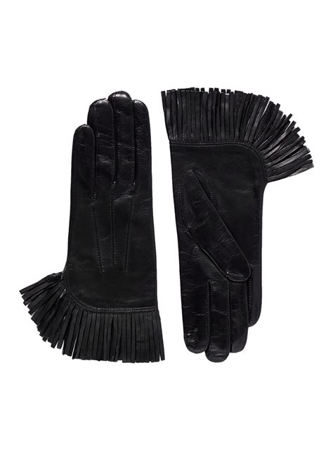 Lyst - Maison Fabre 'cowboy' Fringe Lamb Leather Gloves in Black