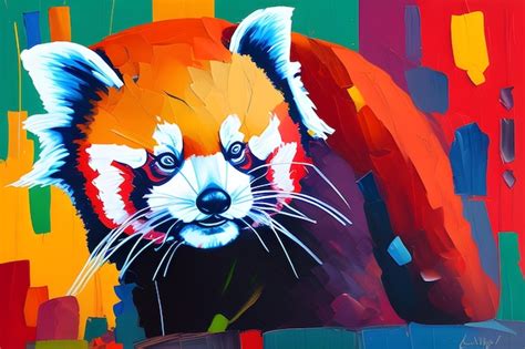 Premium AI Image | Red panda in oil painting style