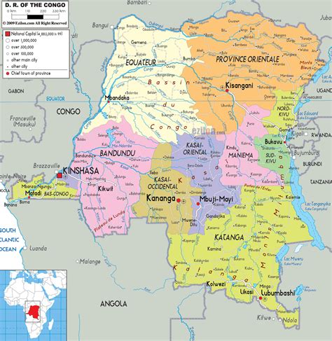 Detailed Political Map of Democratic Republic of Congo - Ezilon Maps