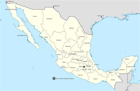 Mexico states map - States of Mexico map (Central America - Americas)