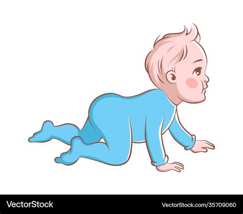 Happy baby boy crawling cartoon infant character Vector Image