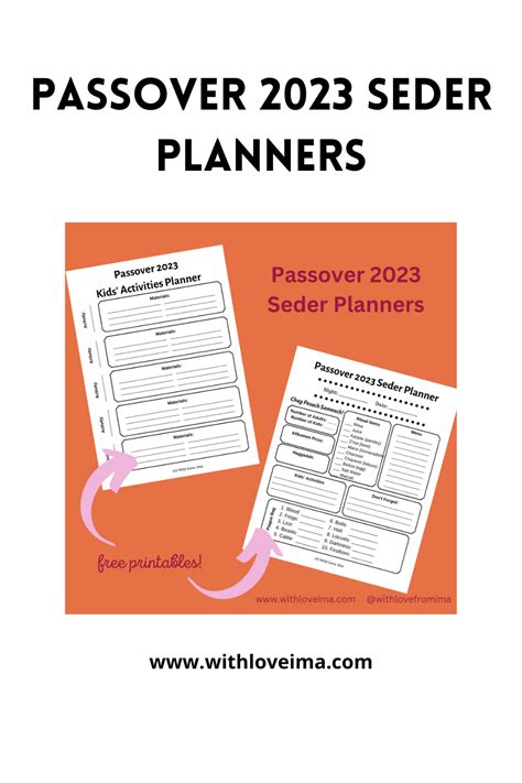 Passover 2023 Seder Planners - With Love, Ima