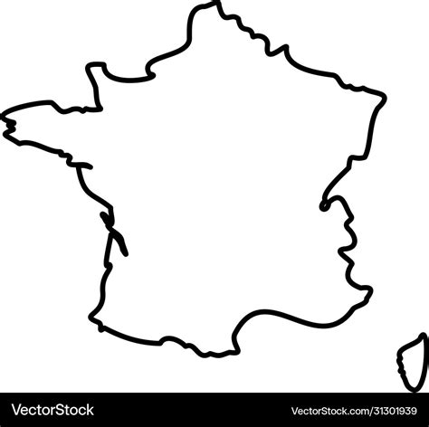 France - solid black outline border map country Vector Image