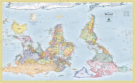 Upside Down World Map | Standard Political Map Style