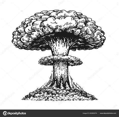 Nuclear Explosion Atomic Bomb Mushroom Cloud Sketch Radiation ...