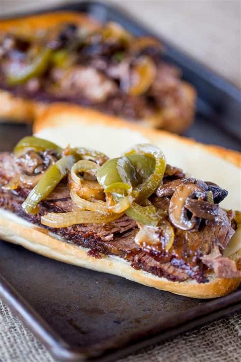 Easy Slow Cooker Philly Cheese Steak Sandwiches - Dinner, then Dessert