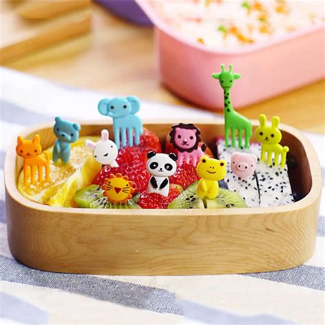 10PCS/Set Animal Mini Cartoon Fruit Fork Set Bento Box Accessories ...