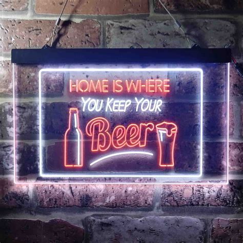 Home is Where You Keep Your Beer Bar Slogan Dual Color LED - Etsy