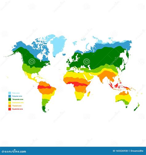 Map with World Climate Zones Stock Vector - Illustration of continent ...