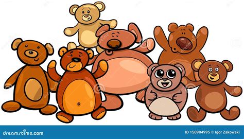 Teddy Bears Group Cartoon Illustration Stock Vector - Illustration of ...