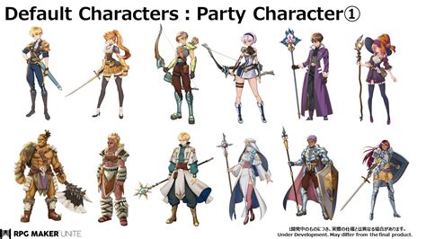 RPG Maker Unite details default character full-body portraits - Gematsu