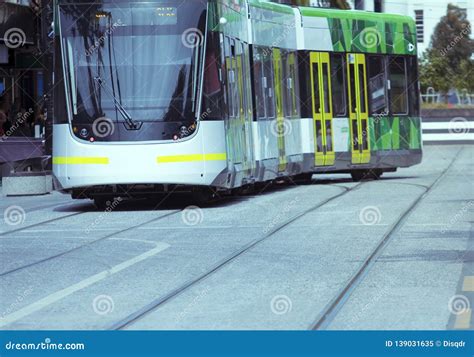 Modern Tram in Melbourne Australia Stock Image - Image of traffic, rail ...