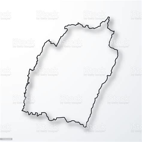 Manipur Map Black Outline With Shadow On White Background Stock ...