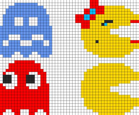 Pac Man Ghost Perler Bead Pac Man 8 Bit Pixel Art Pixel | Images and ...