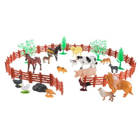 Toy Farm Animal Figures and Barnyard Accessories Set- Includes Fence ...