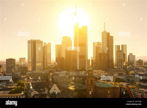 Frankfurt skyline during sunset blue hour Stock Photo - Alamy