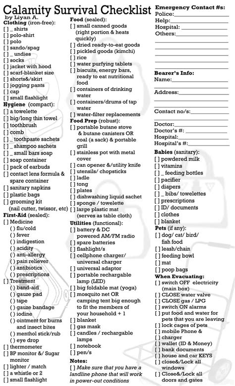 Free Printable Prepper Checklist - Printable Templates