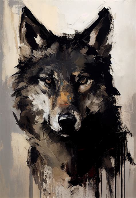 Wall Art Print | Wolf Painting Neutral colors nr. 1 | Europosters