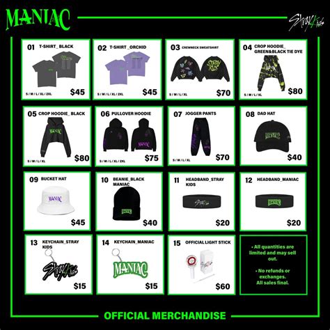 Stray Kids US Maniac Tour Official Merch List and Prices : r/straykids