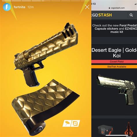 Fortnite with the golden koi desert eagle skin baby : r/csgo