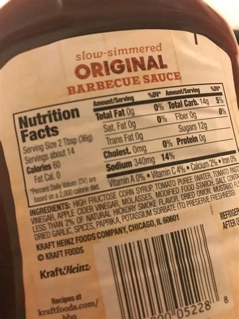 Kraft Bbq Sauce Nutrition Label | Blog Dandk