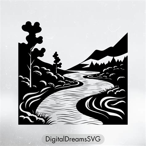 Flowing River Svg File, River Transparent Png, Black Svg Image of a ...