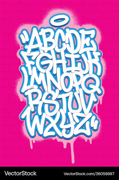 Colorful graffiti font alphabet on spray paint Vector Image