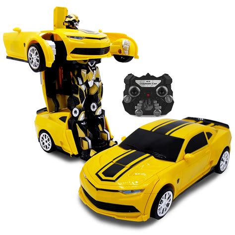 Family Smiles Kids RC Toy Car Transforming Robot Boys Yellow Remote ...