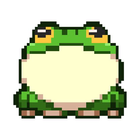 Vector fat green leafy frog with teary eyes pixel art style suitable ...