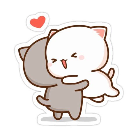 Peach And Goma Hug - Mochi Peach Cat Sticker by misoshop in 2021 | Cute ...