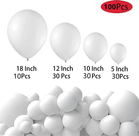 100 Pcs White Latex Balloon Different Sizes 18 12 10 5 inches Party ...