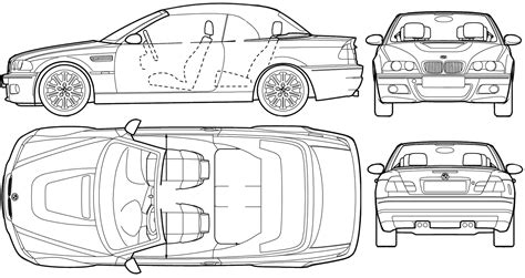 2004 BMW M3 E46/C Cabriolet v2 blueprints free - Outlines